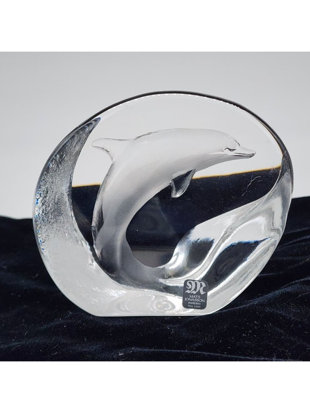 Mats Jonasson Sweden Full Lead Crystal Dolphin Figurine